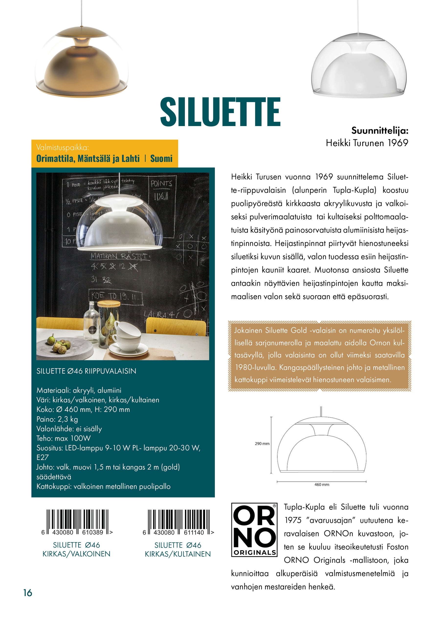 Fosto Siluette Gold -riippuvalaisin