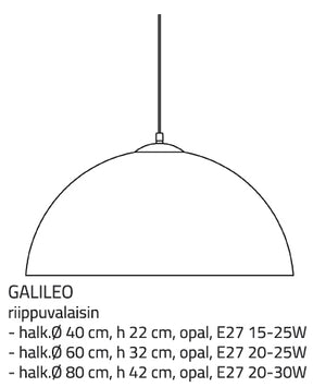 Galileo-riippuvalaisimen mittapiirrustus